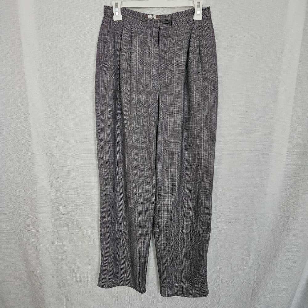Womens Vintage Plaid‎ Pleated Trousers High Waisted Size 27